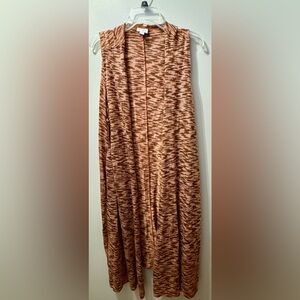 LulaRoe Brown long sleeveless Cardigan, size XL